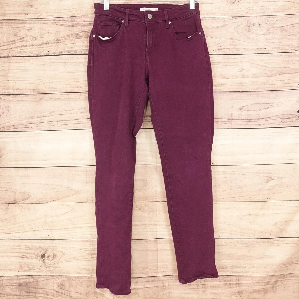Levi's Mid Rise Skinny Jeans Womens 29 Red Dark Wash Stretch 28x29 Denim